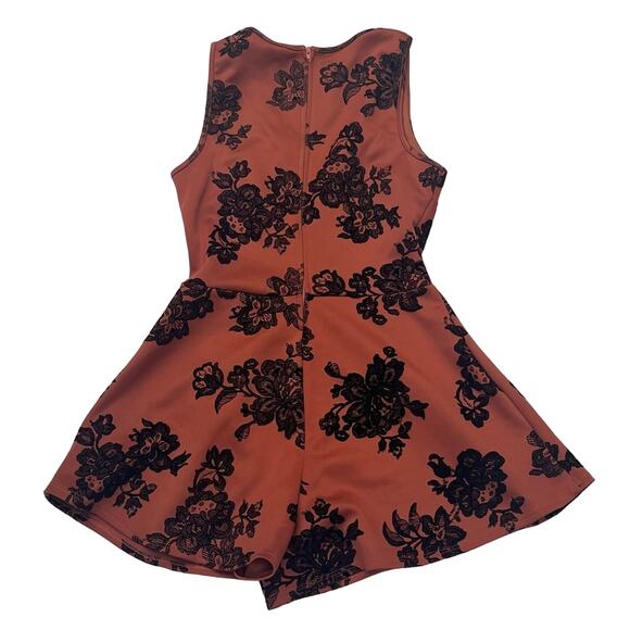 Windsor Shorts Romper Playsuit Sml Terracotta Burnt Velvet Whimsigoth Fairygoth - Picture 2 of 9